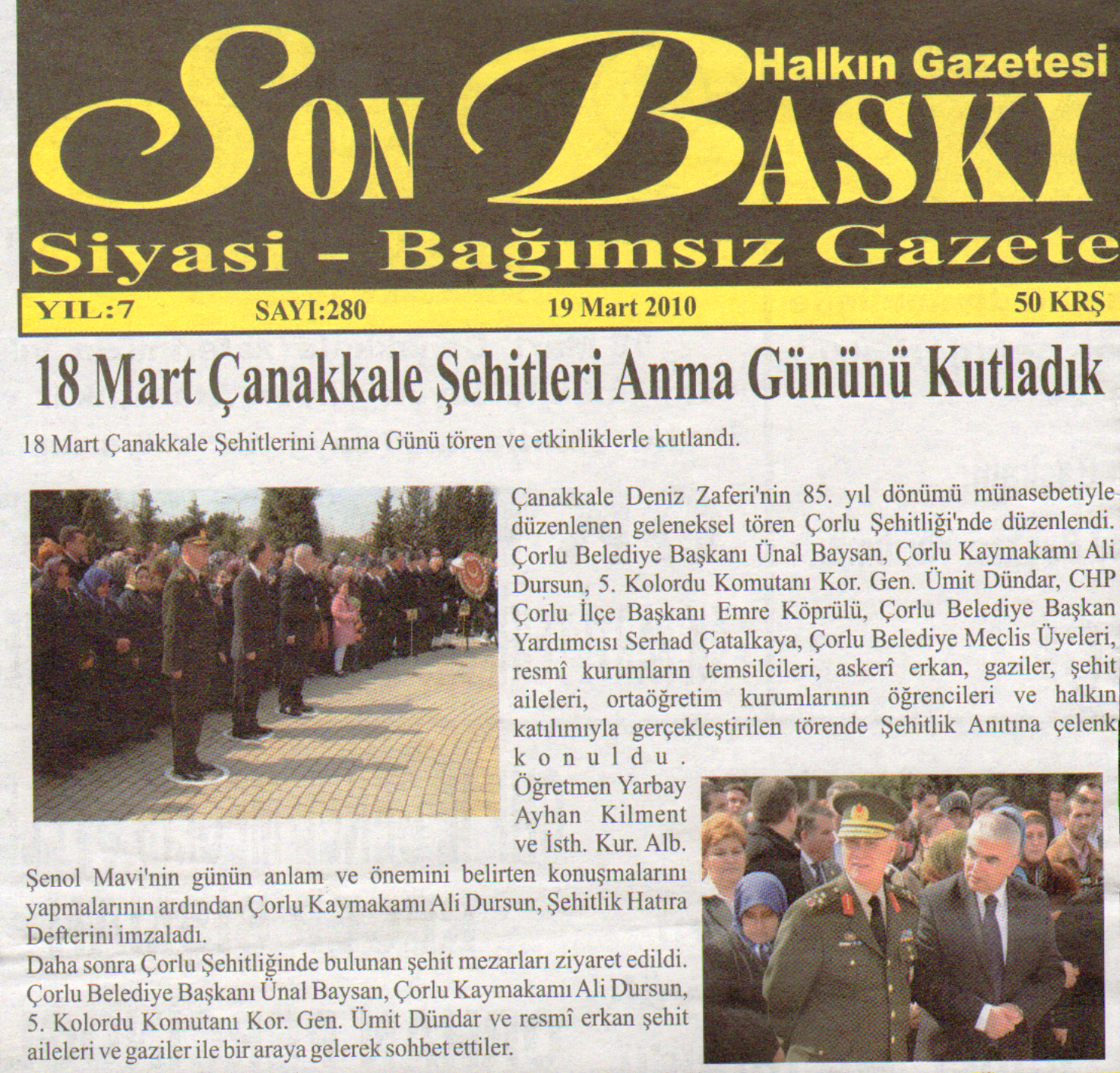 18 Mart �anakkale �ehitlerini Anma G�n�n� Kutlad�k