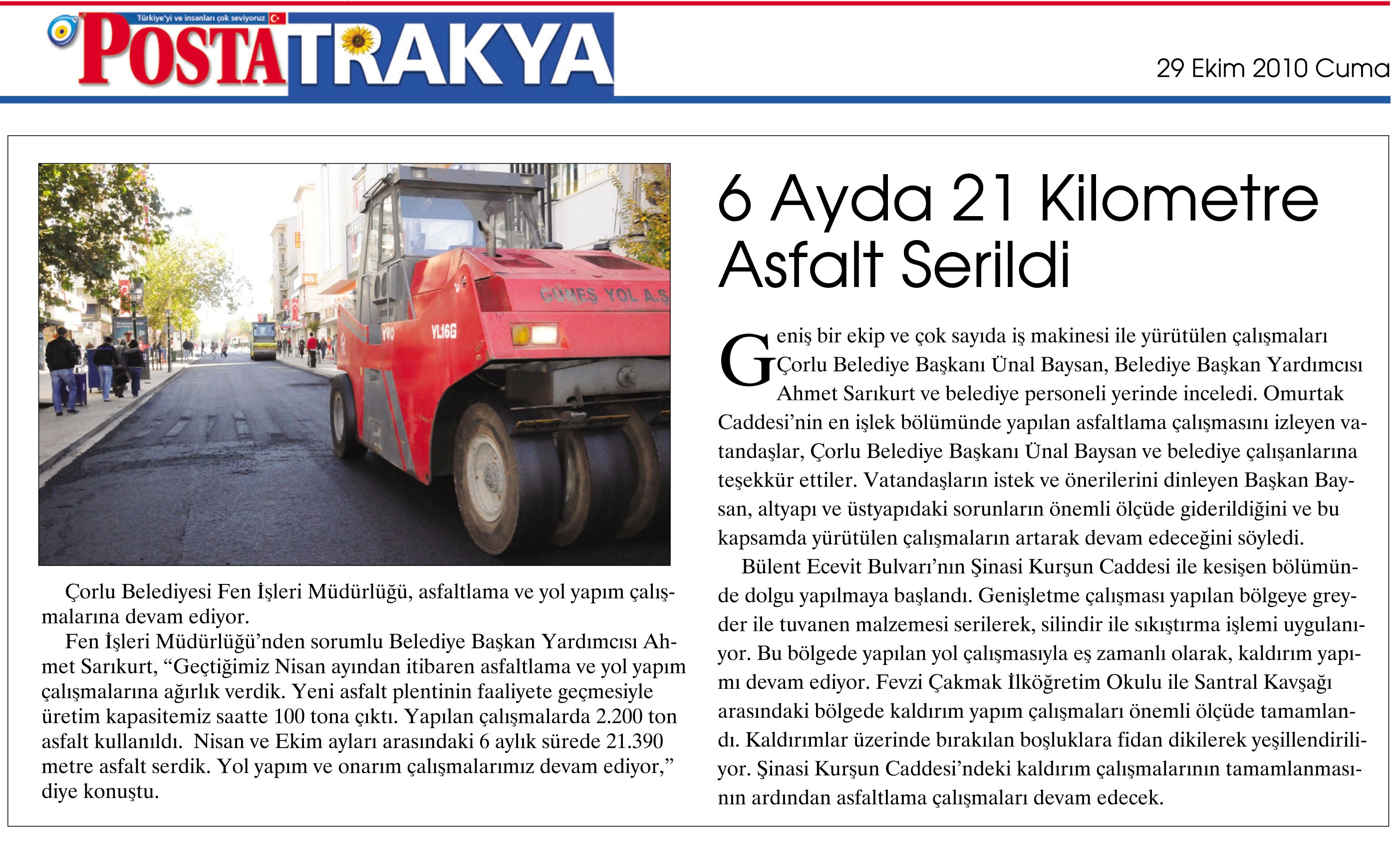 6 Ayda 21 Kilometre Asfalt Serildi