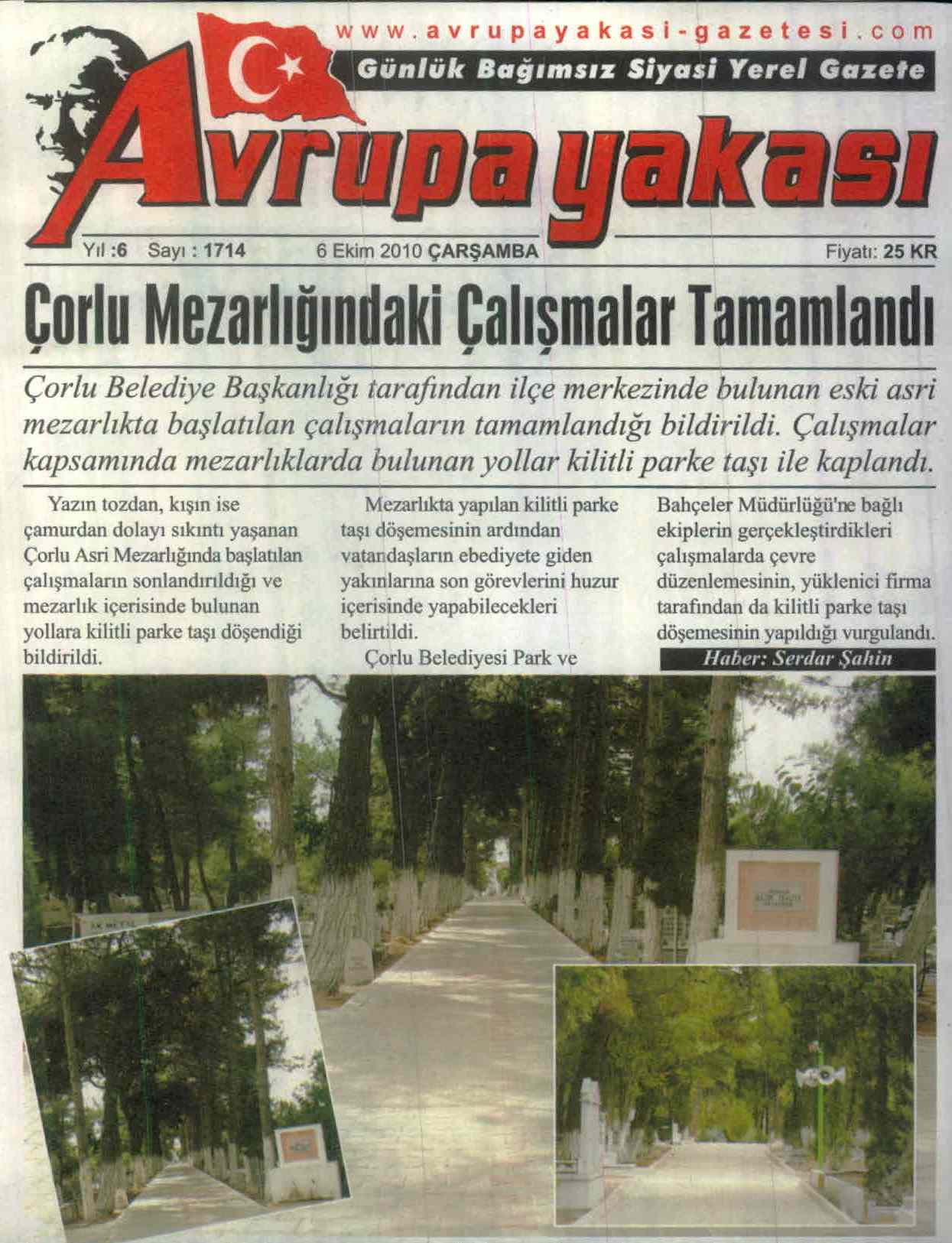 �orlu Mezarl���ndaki �al��malar Tamamland�