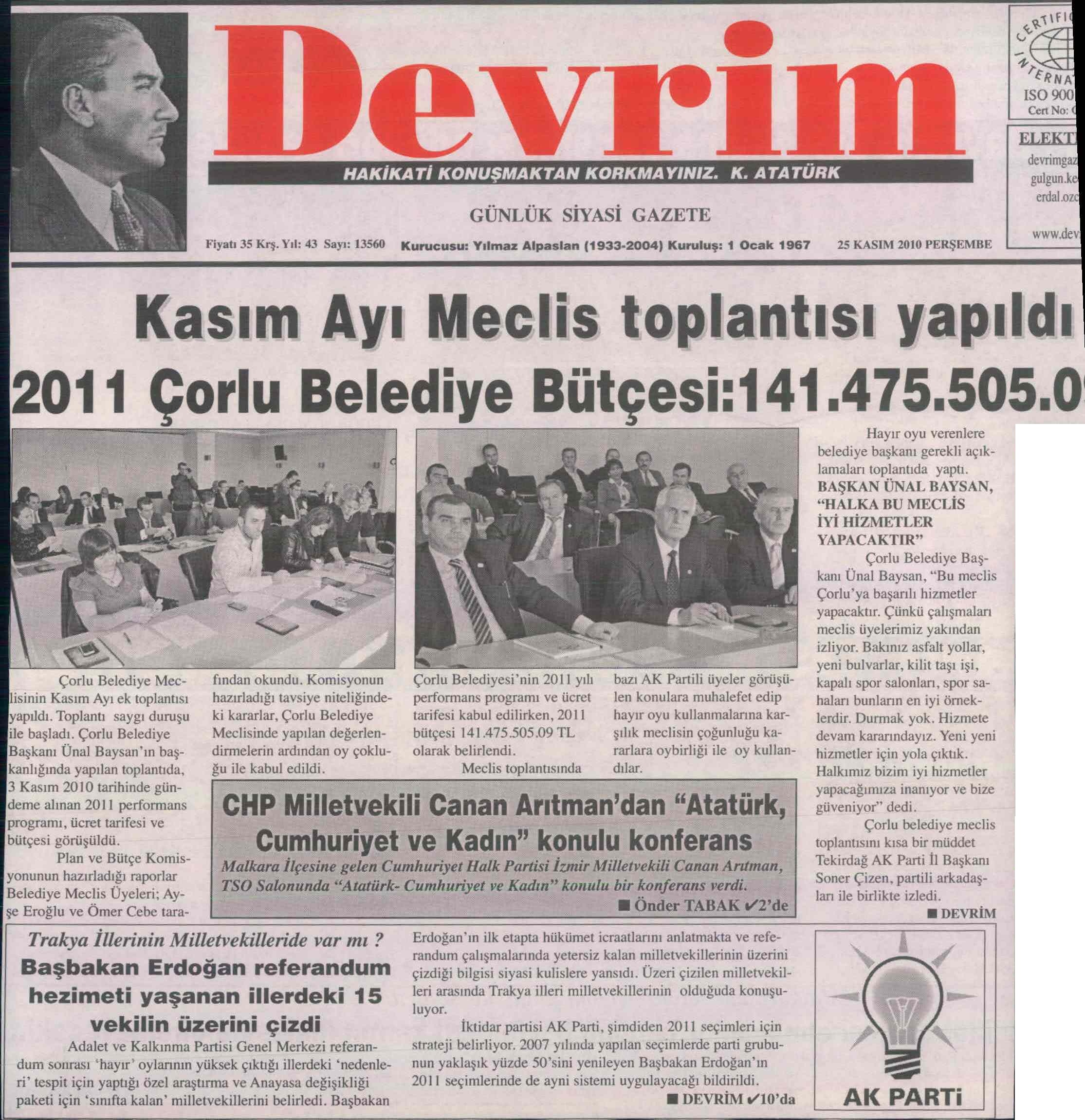 Kas�m Ay� Meclis Toplant�s� Yap�ld�