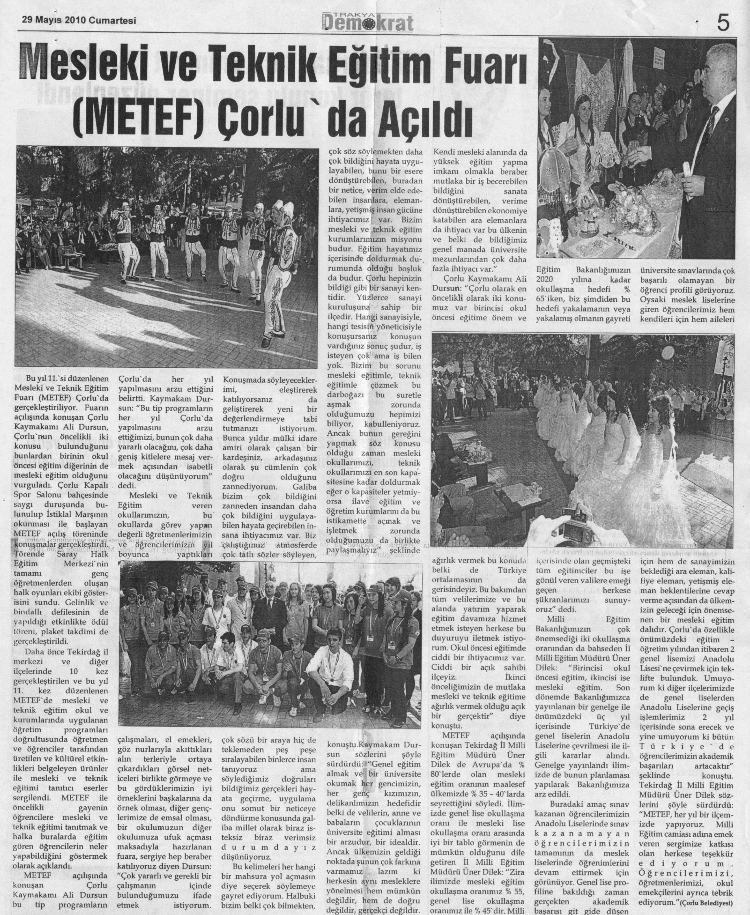 Mesleki ve Teknik E�itim Fuar� �orlu�da A��ld�