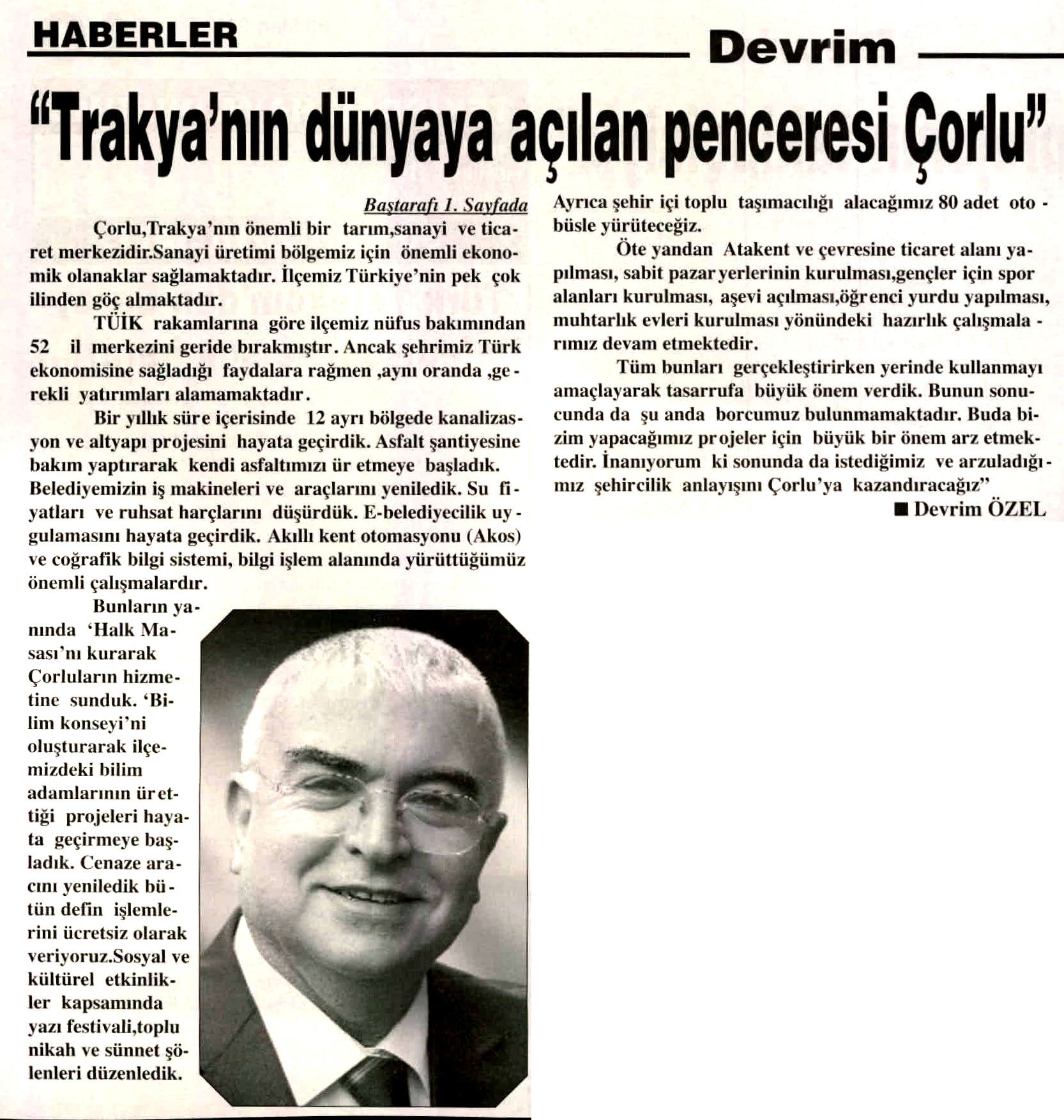 Trakya�n�n D�nya�ya A��lan Penceresi �orlu