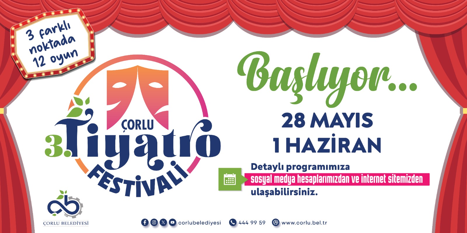 3. orlu Tiyatro Festivali 28 Maysta Perdelerini Ayor