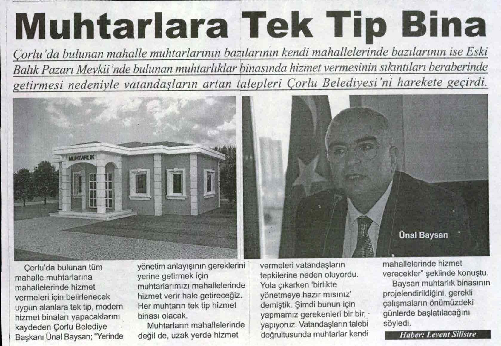 Muhtarlara Tek Tip Bina