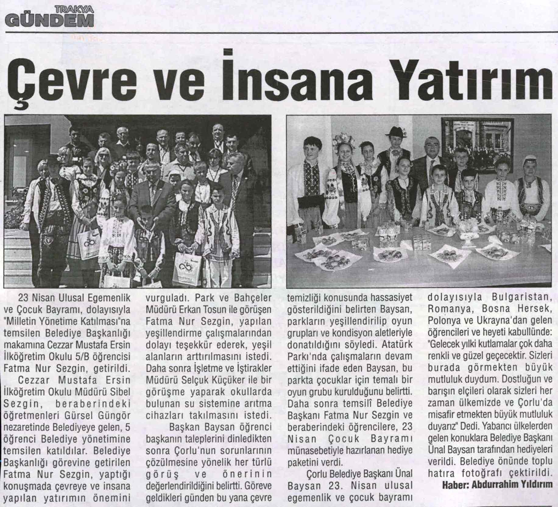 �evre ve �nsana Yat�r�m