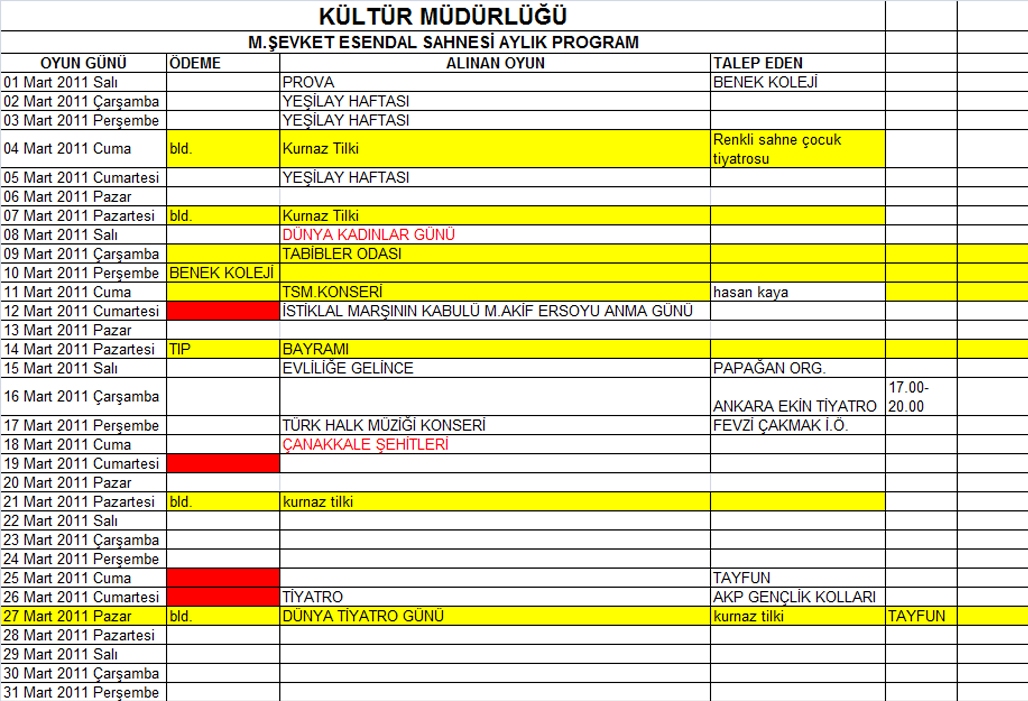 Mart Ay Tiyatro Program